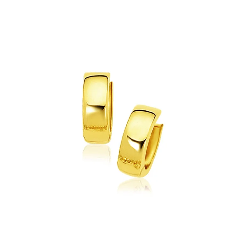 Women's Valentine's Day earrings-14k Yellow Gold Snuggable Hoop Earrings