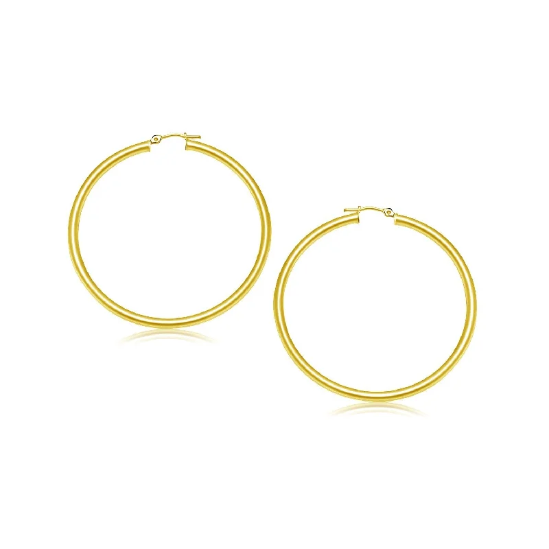 Trendy women's earrings-10k Yellow Gold Polished Hoop Earrings (3x25 mm)