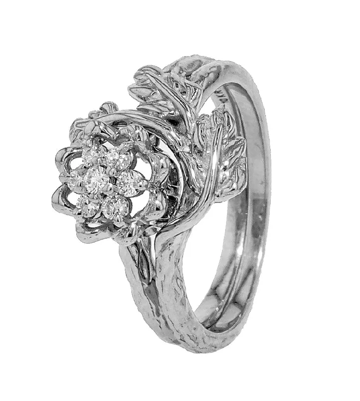 Women's platinum rings-Tulip Ring Leaf Wrap - Sterling Silver