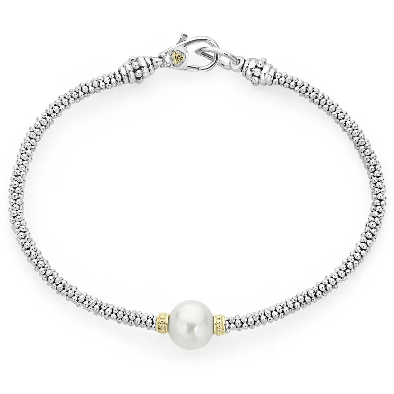 High-end women's bangles-Luna Single Pearl Caviar Bracelet | 3mm