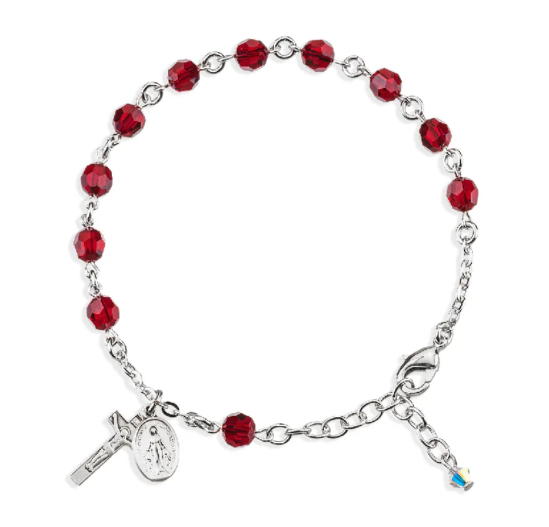 Women's graduation bangles-Rosary Bracelet Created with 6mm Ruby Finest Austrian Crystal Round Beads by HMH - BR8550RB