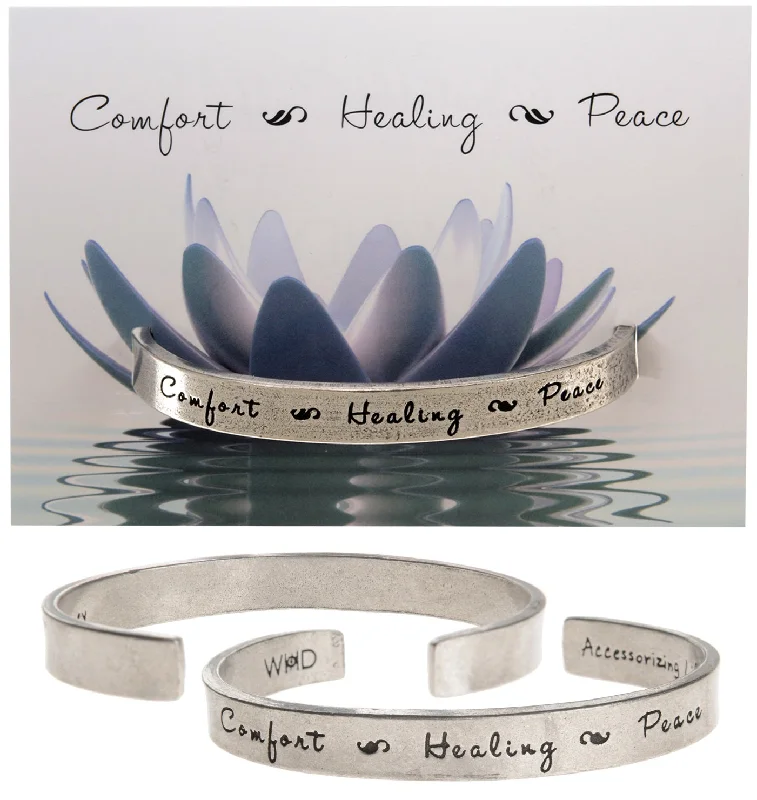 Luxury women's bangles-Comfort-Healing-Peace Quotable Cuff Bracelet