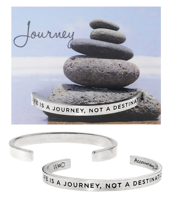 Women's alloy bangles-Life Is A Journey, Not a Destination Quotable Cuff Bracelet