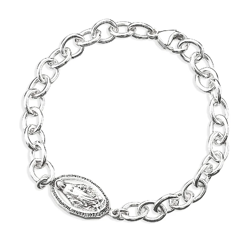 Women's adjustable bangles-Solid Sterling Silver Heavy Link Bracelet - B1141