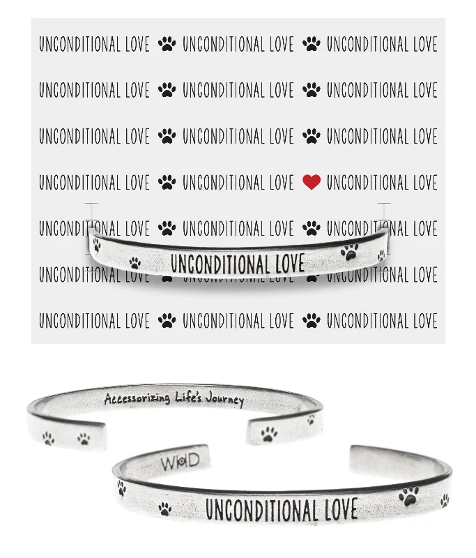 Women's alloy bangles-Unconditional Love Cuff Inspirational Jewelry Bracelet - Pet Sympathy or Memorial Gift