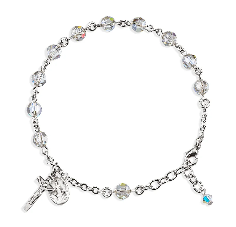 Women's fingerprint bangles-Rosary Bracelet Created with 6mm Smoked Finest Austrian Crystal Round Beads by HMH - BR8550SC