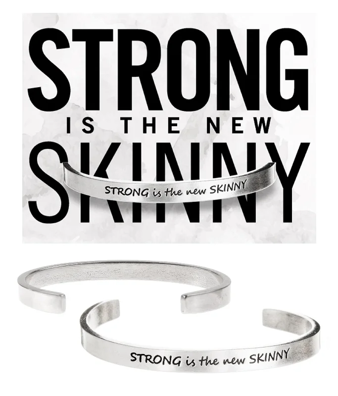 Women's photo bangles-Strong Is The New Skinny Quotable Cuff Bracelet