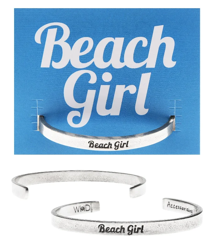 Women's pearl bangles-Beach Girl Quotable Cuff Bracelet