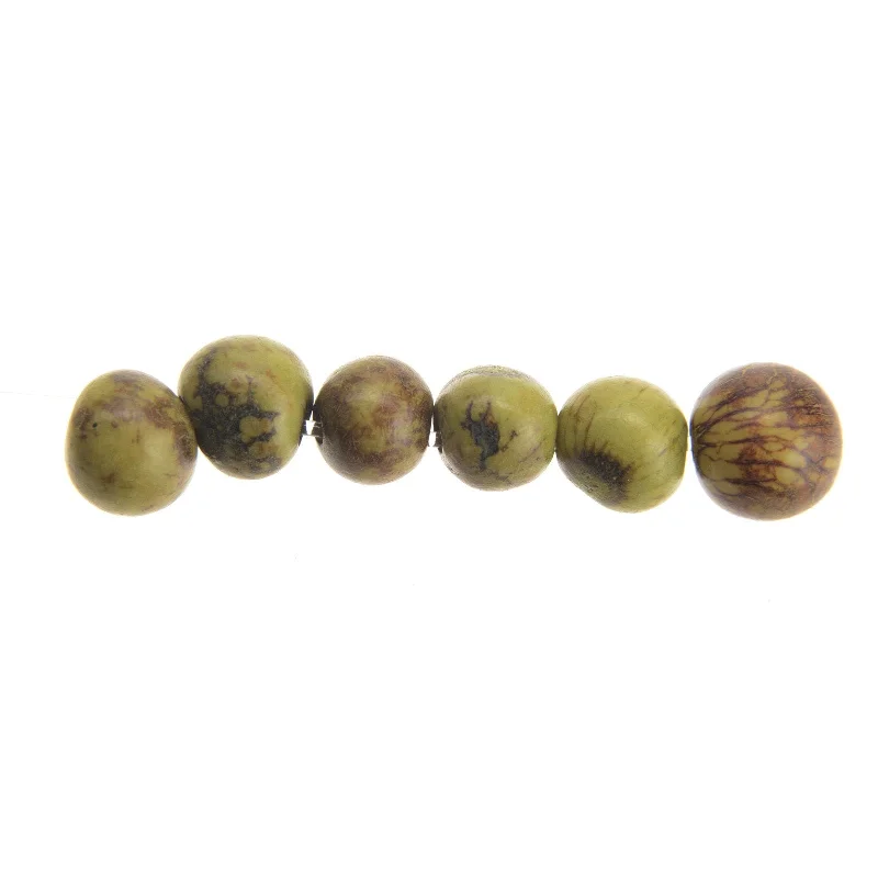 Women's vintage-inspired bangles-Acai Seeds of Life Bracelet with Wax Seal - Tiger Green Beads