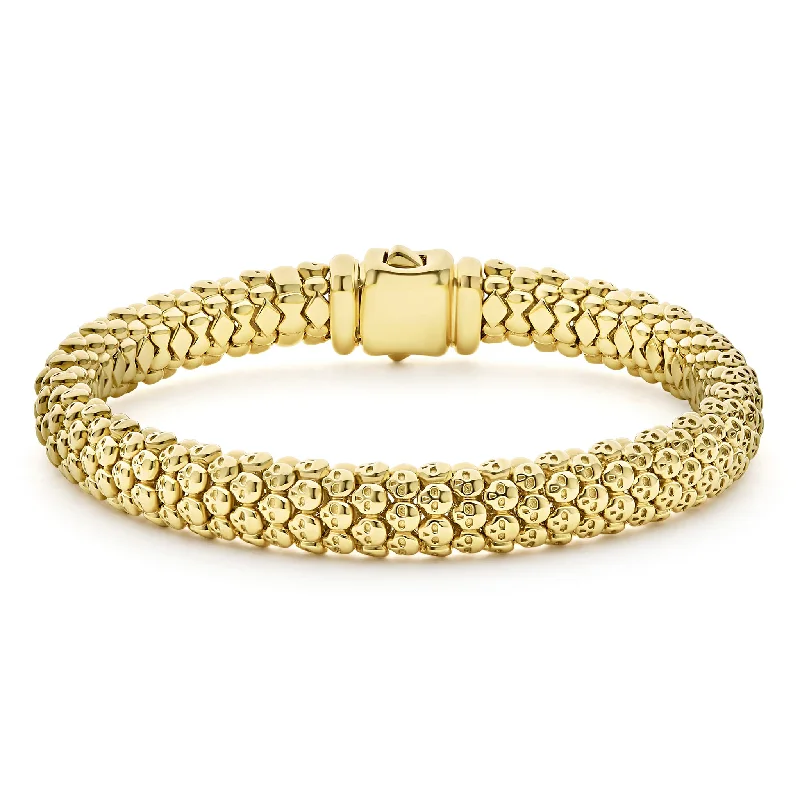 Women's moon phase bangles-Anthem 18K Gold Caviar Skull Bracelet | 9mm