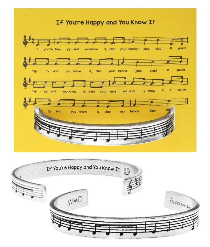 Women's Valentine's Day bangles-If You're Happy and You Know It Quotable Cuff Bracelet