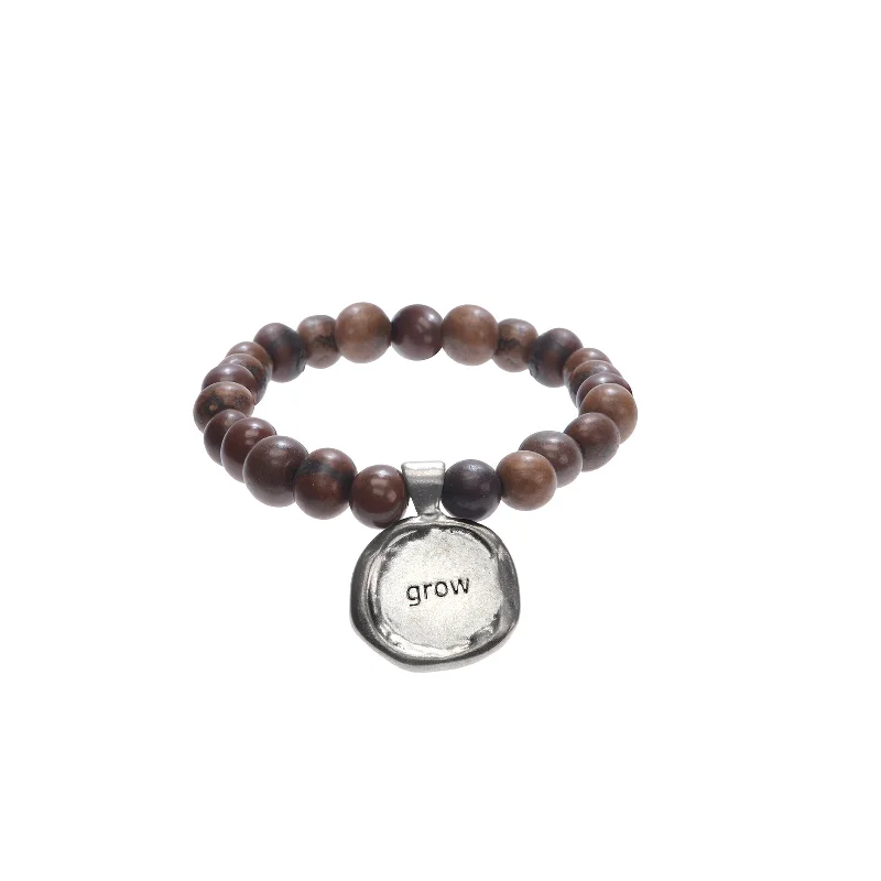 Women's sun bangles-Acai Seeds Of Life Bracelet with Wax Seal - Chocolate Beads