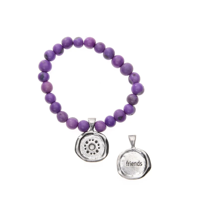 Women's modern design bangles-Purple Acai Seeds of Life Bracelet with Wax Seal