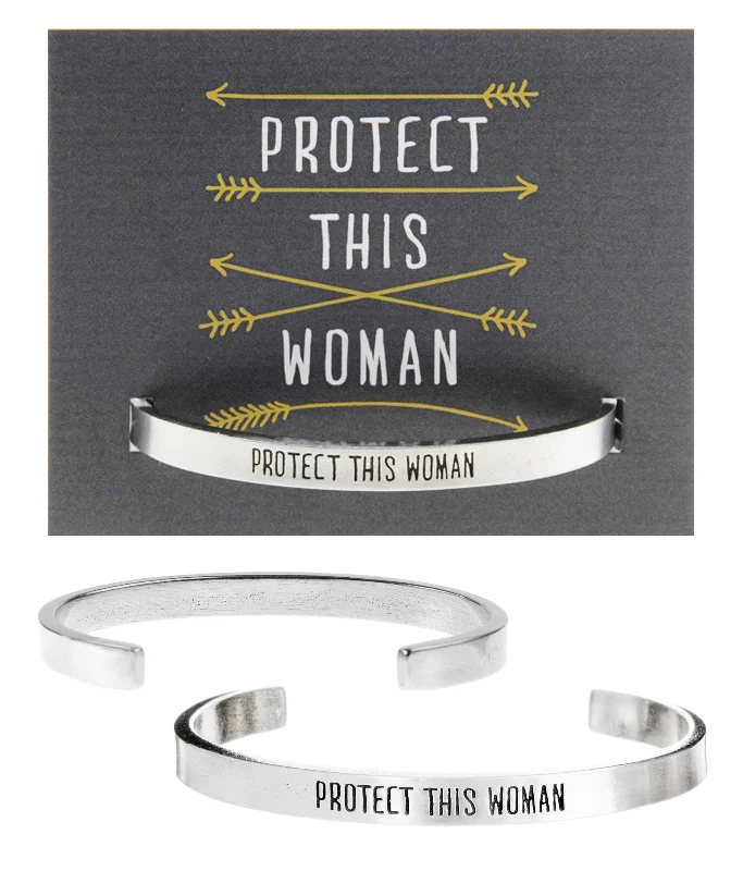 Women's Christmas bangles-Protect This Woman Quotable Cuff Bracelet