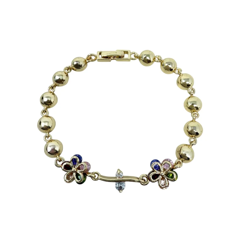 Women's gemstone bangles-Multicolor Flower Charm Bracelet By Unbranded