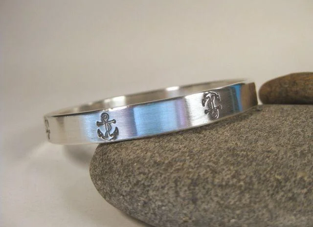 Women's seasonal bangles-Sterling Silver Anchor Bracelet