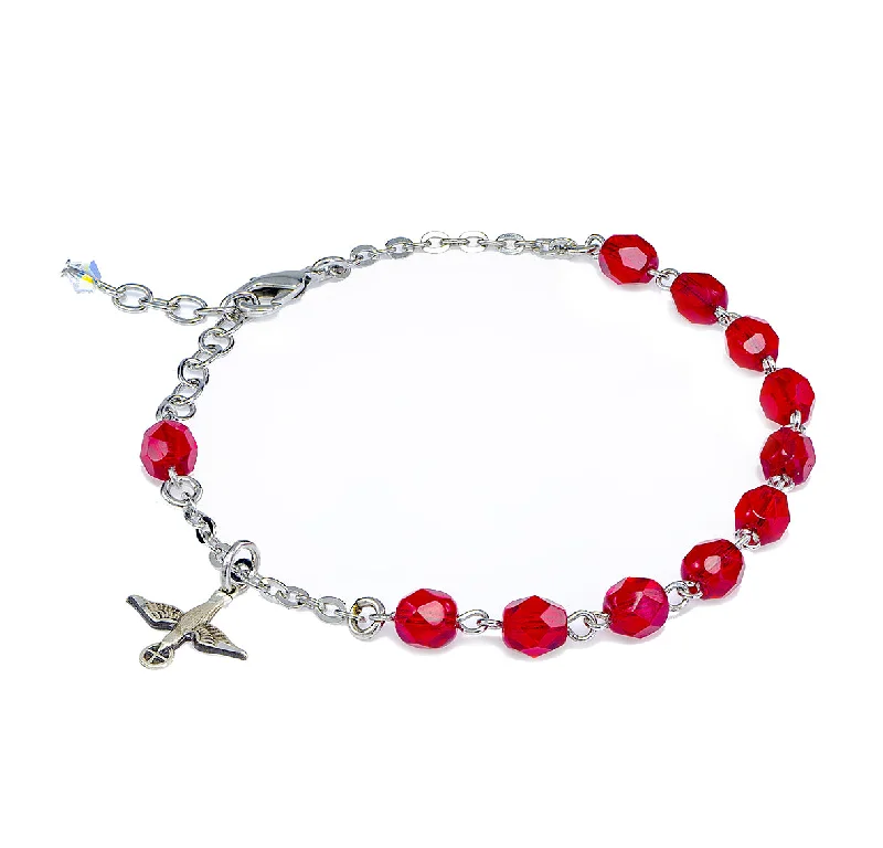 Women's party bangles-Red Bead Rosary Bracelet - BR1606RD1522