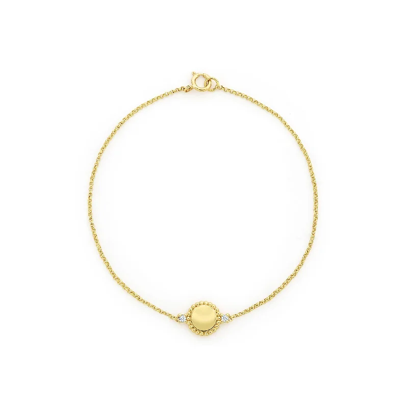 Women's alloy bangles-Caviar Gold 18K Gold Diamond Circle Bracelet