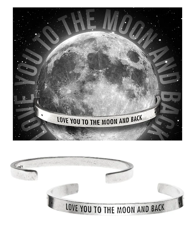 Women's celestial bangles-Love You to the Moon and Back Quotable Cuff Bracelet