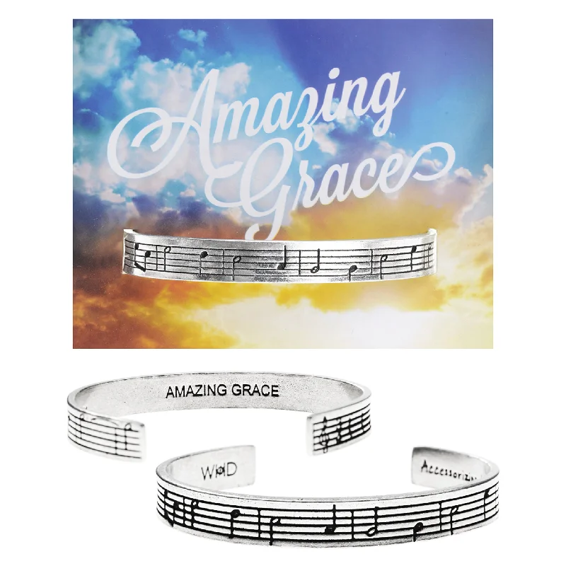 Women's adjustable bangles-Amazing Grace Hymn Quotable Cuff Bracelet