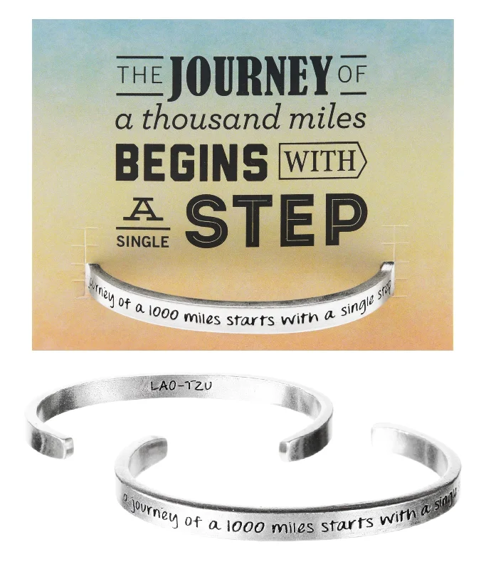 Women's gift bangles-Journey of a 1000 Miles Starts With a Single Step Quotable Cuff Bracelet