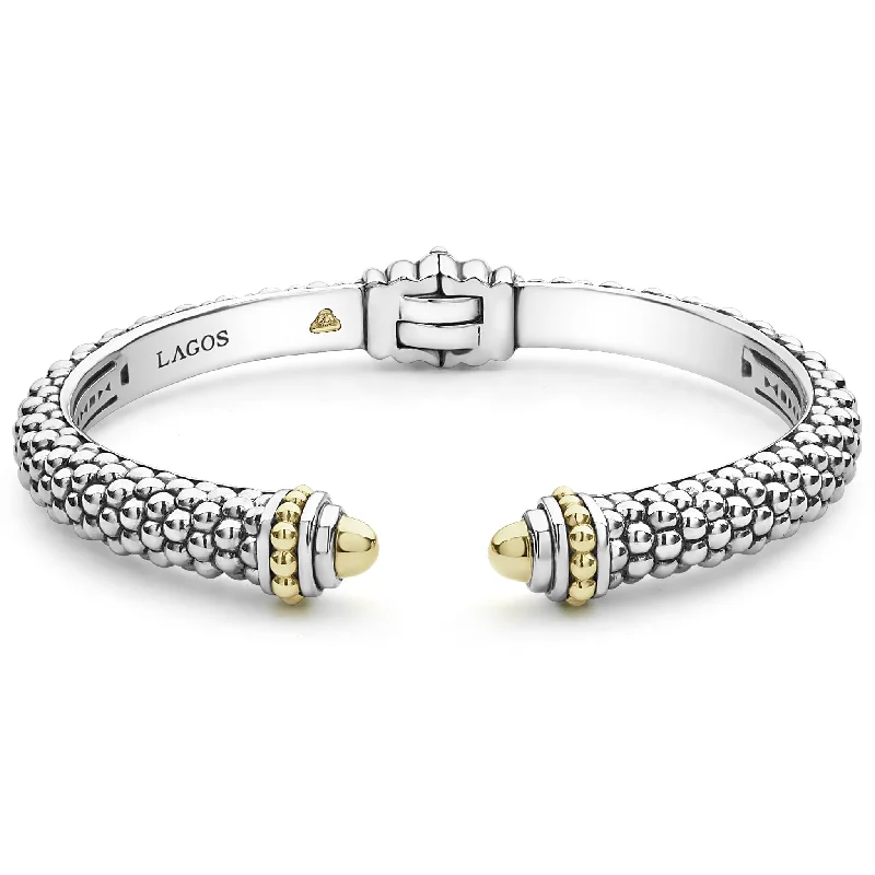 Women's alloy bangles-Signature Caviar Two-Tone Cuff Bracelet