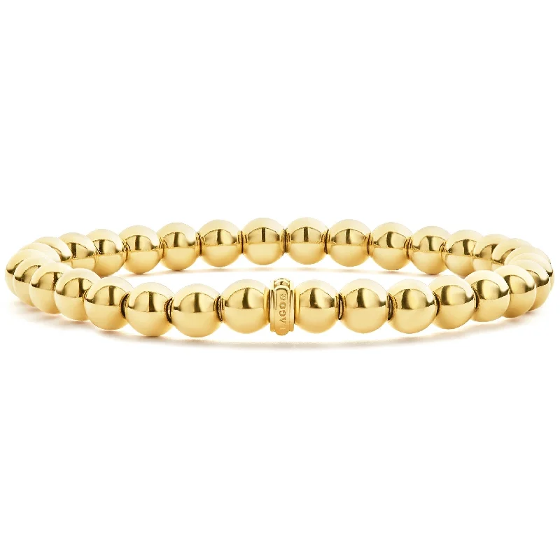 Women's investment bangles-Caviar Gold 18K Gold Bead Bracelet | 6mm