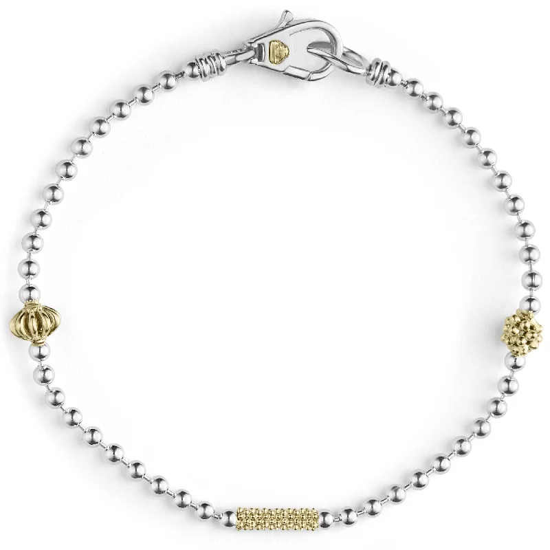 Women's holiday bangles-Caviar Icon Two-Tone Caviar Beaded Bracelet