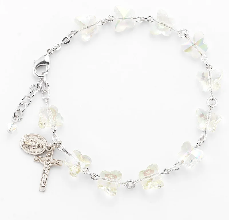 Women's custom design bangles-Aurora Butterfly Rosary Bracelet - BR7111CR