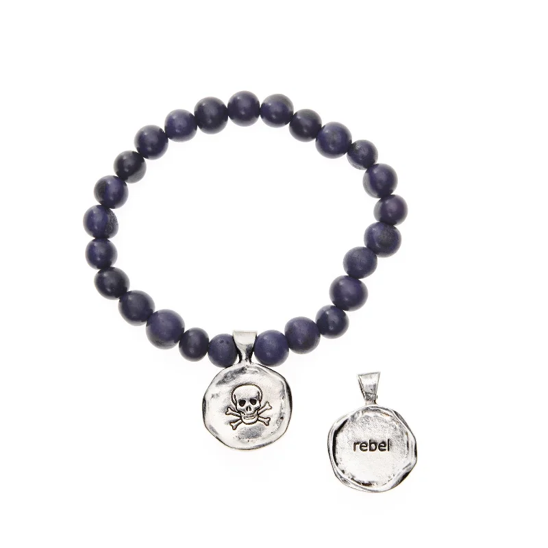 Women's holiday bangles-Acai Seeds Of Life Bracelet with Wax Seal - Navy Blue Beads