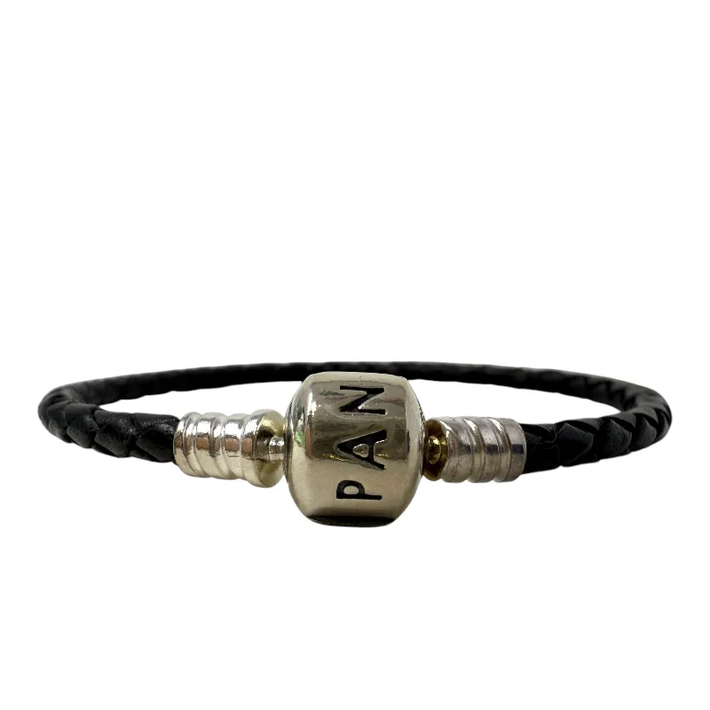 Women's sizeable bangles-Moments Woven Leather Bracelet By Pandora