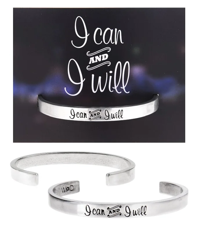 Women's seasonal bangles-I Can and I Will Quotable Cuff Bracelet