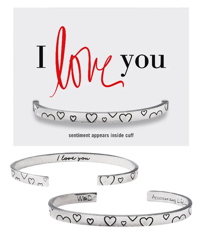 Women's ruby bangles-I Love You Quotable Cuff Bracelet