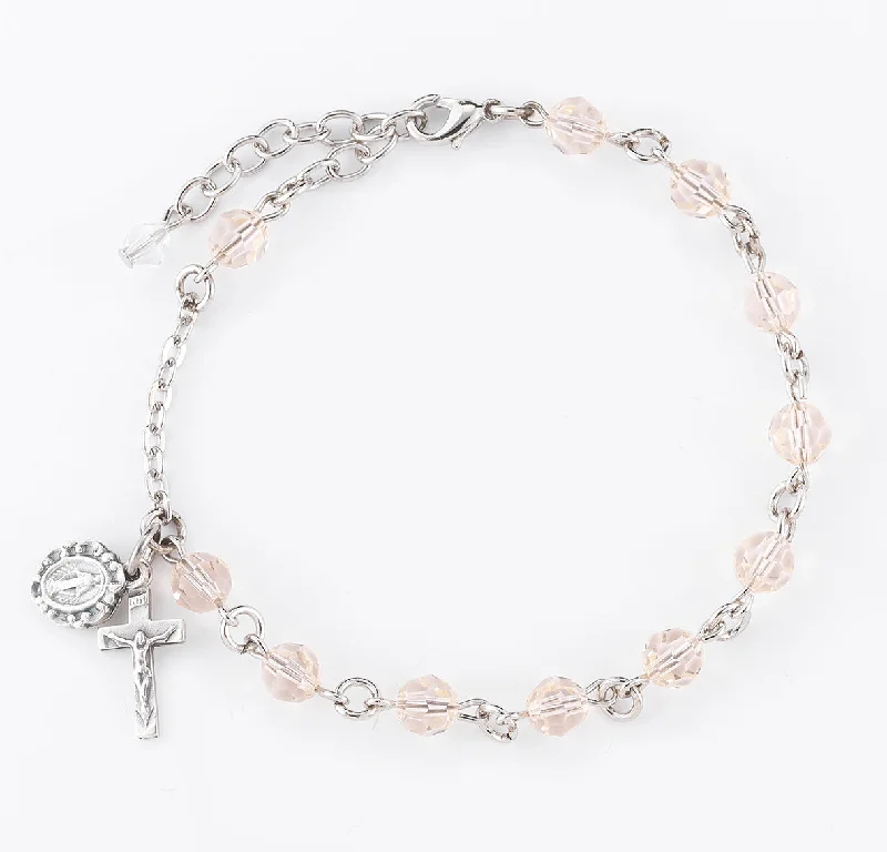 Women's diamond bangles-Round Crystal Rosary Bracelet Created with 6mm finest Austrian Crystal Silk Beads by HMH - BX8550SL