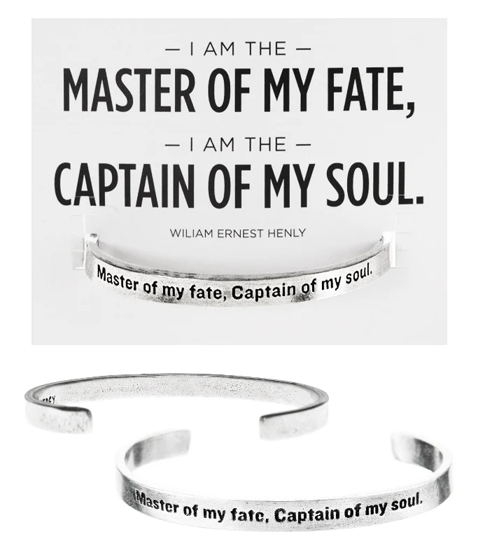 Affordable women's bangles-Master Of My Fate, Captain of my Soul Quotable Cuff Bracelet