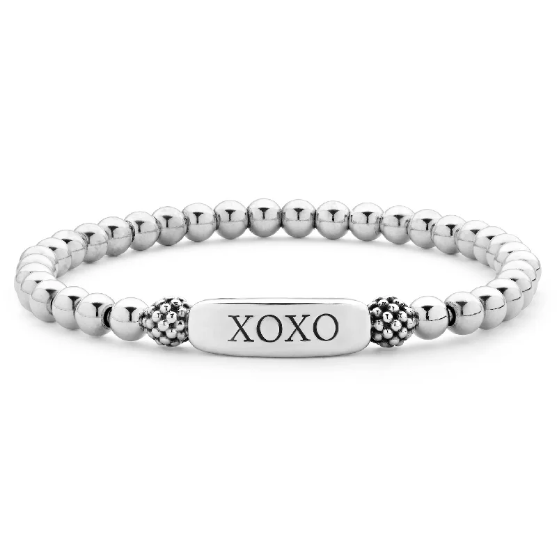 Women's personalized bangles-Signature Caviar XOXO Stretch Bead Bracelet