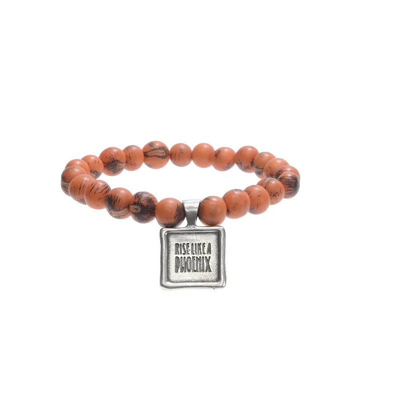 Women's minimalist bangles-Acai Seeds Of Life Bracelet with Wax Seal - Tiger Tangerine Beads