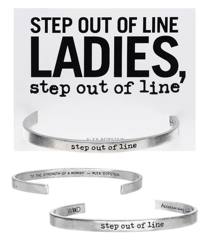 Women's titanium bangles-Step out of Line - Alex Borstein Quotable Cuff Bracelet