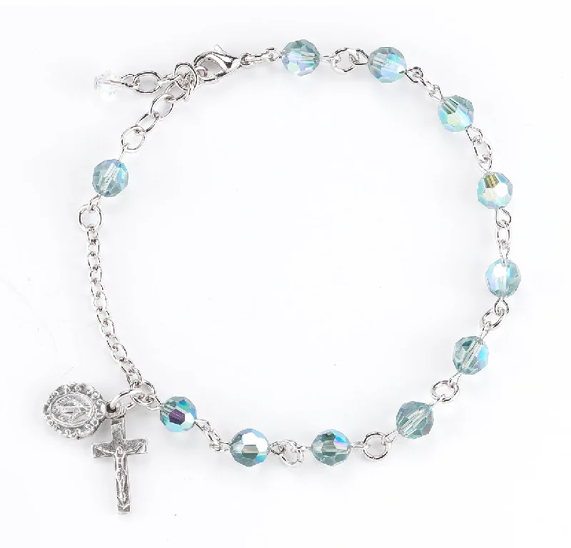 Women's beaded bracelets-Round Crystal Rosary Bracelet Created with 6mm finest Austrian Crystal Erinite Beads by HMH - BX8550ER