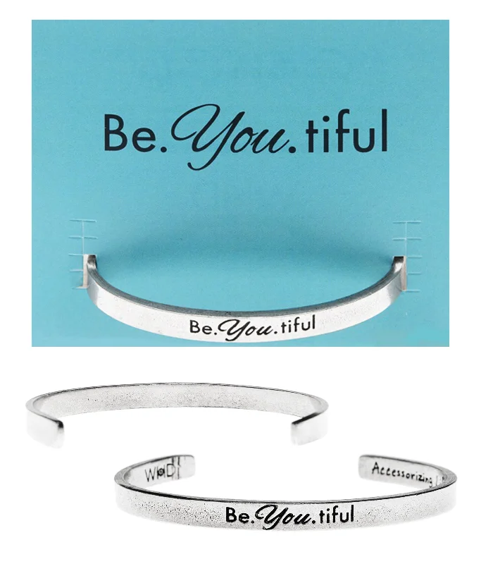 Affordable women's bangles-Be You tiful Quotable Cuff Bracelet