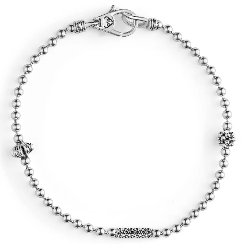 Women's star bangles-Caviar Icon Silver Caviar Beaded Bracelet