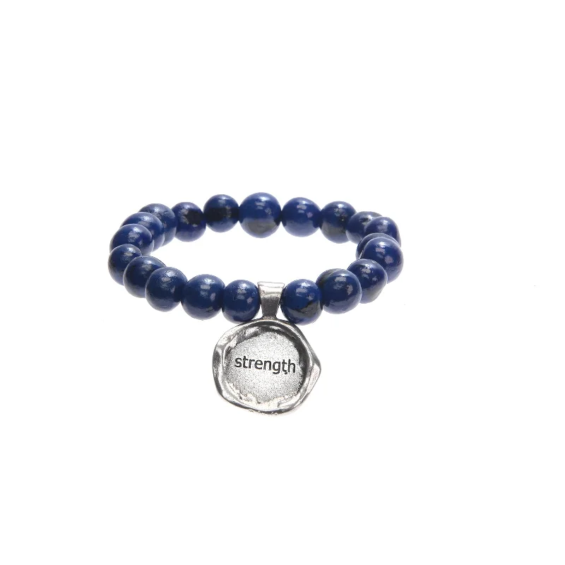 Women's casual bangles-Acai Seeds Of Life Bracelet with Wax Seal - Blue Beads