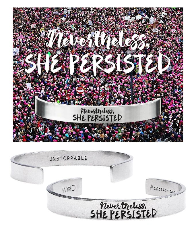 Women's friendship bangles-Nevertheless, She Persisted Quotable Cuff Bracelet - Elizabeth Warren