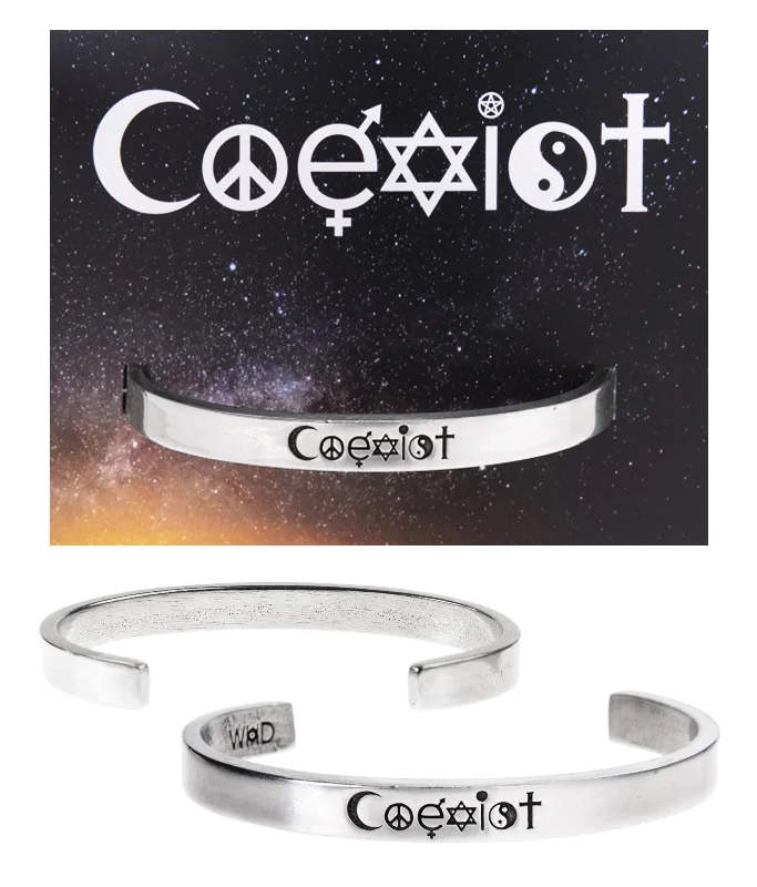 Women's celestial bangles-Coexist Quotable Cuff Bracelet