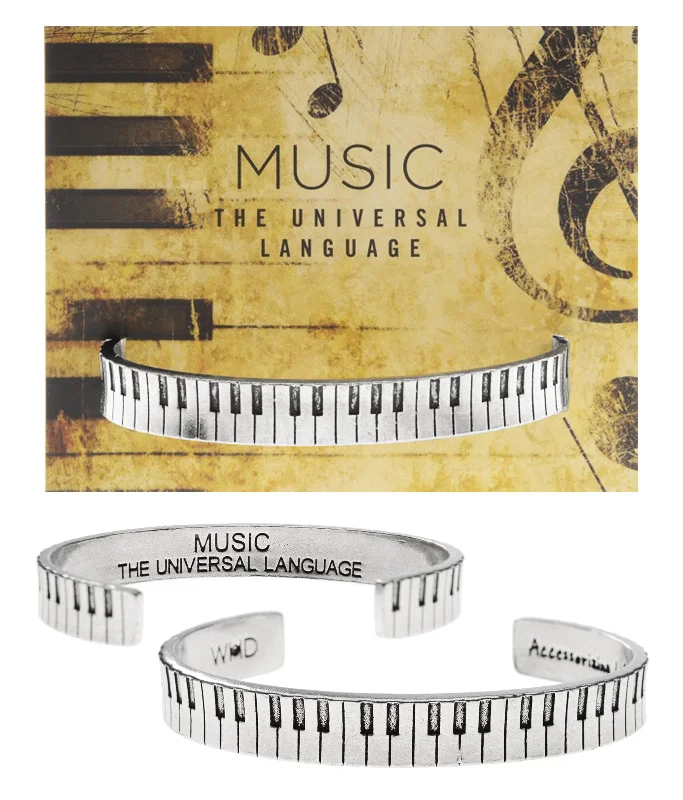 Women's photo bangles-Piano Player Cuff Inspirational Bracelet - Gift for Teachers, Musicians & Music Students