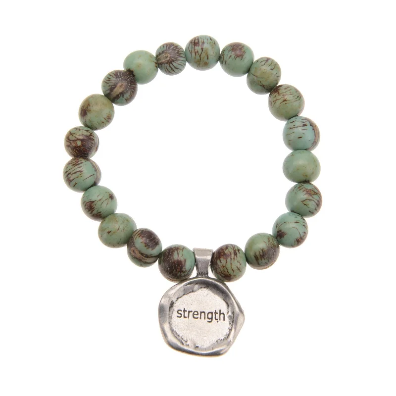 Women's astrology bangles-Acai Seeds Of Life Bracelet with Wax Seal - Tiger Aqua Beads